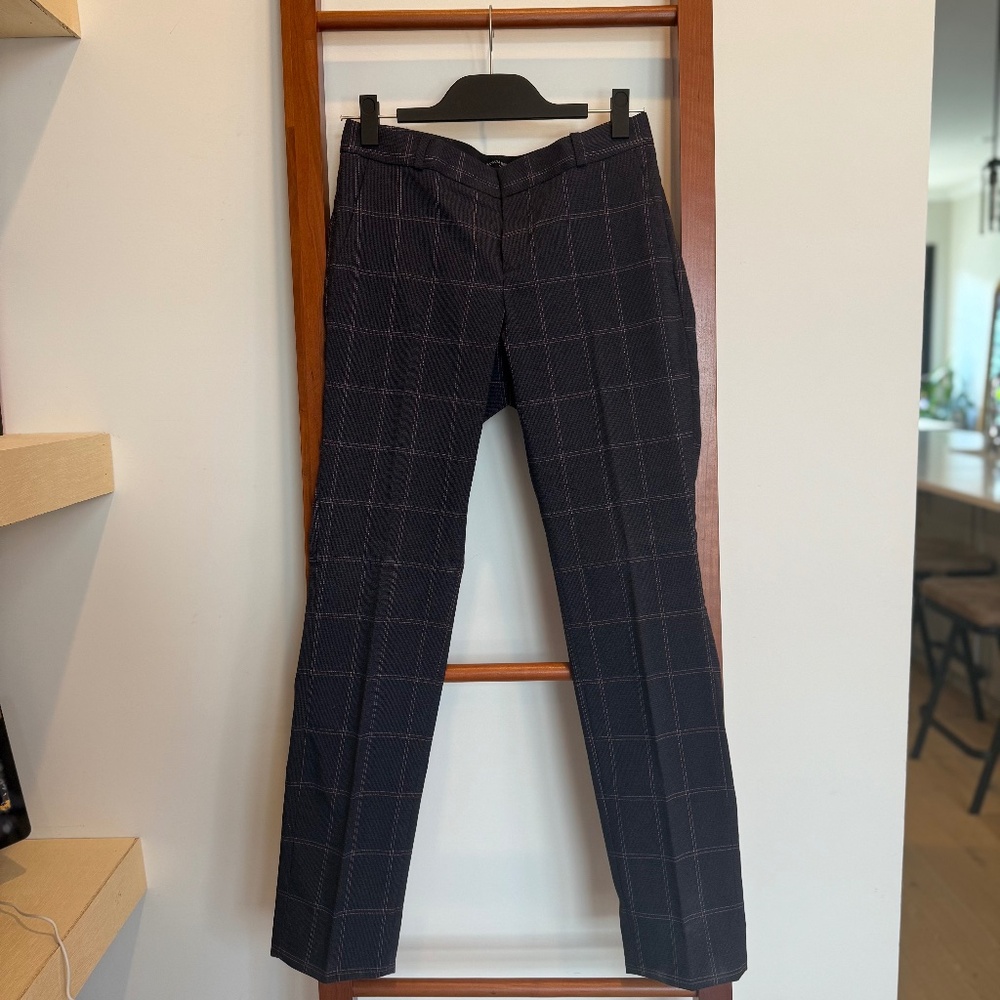 Banana Republic Plaid Slim Ankle Pants – Plaid Navy & Pink – Size 0